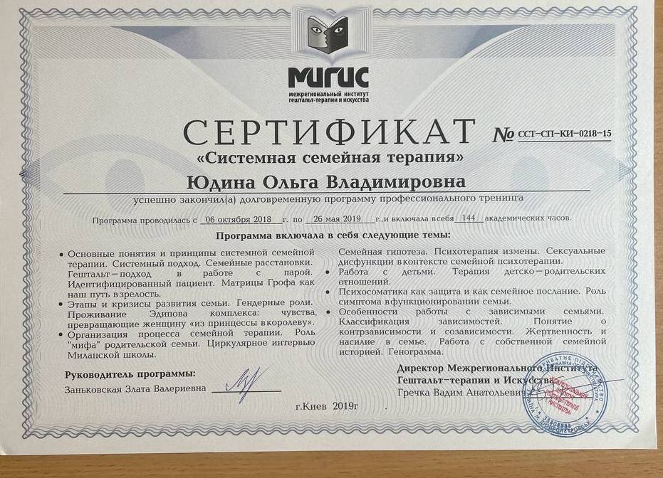 Системна сімейна терапія · 144 год